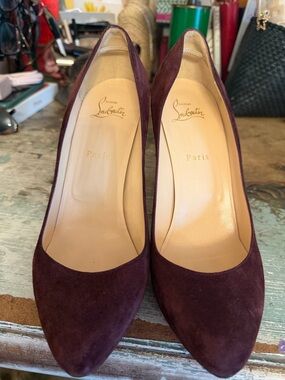 Christian Louboutin Plum Suede Stiletto Pumps